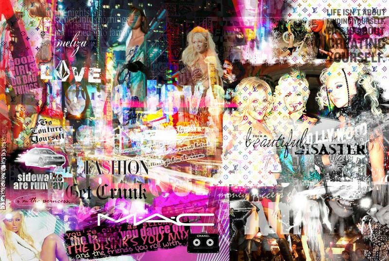 girly Collage backgrounds myspace layout